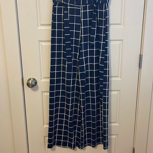 Cute Blue and White Windowpane Pants